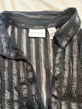 Alfred Dunner Sheer Striped Mesh Button Down Shirt - Image 3