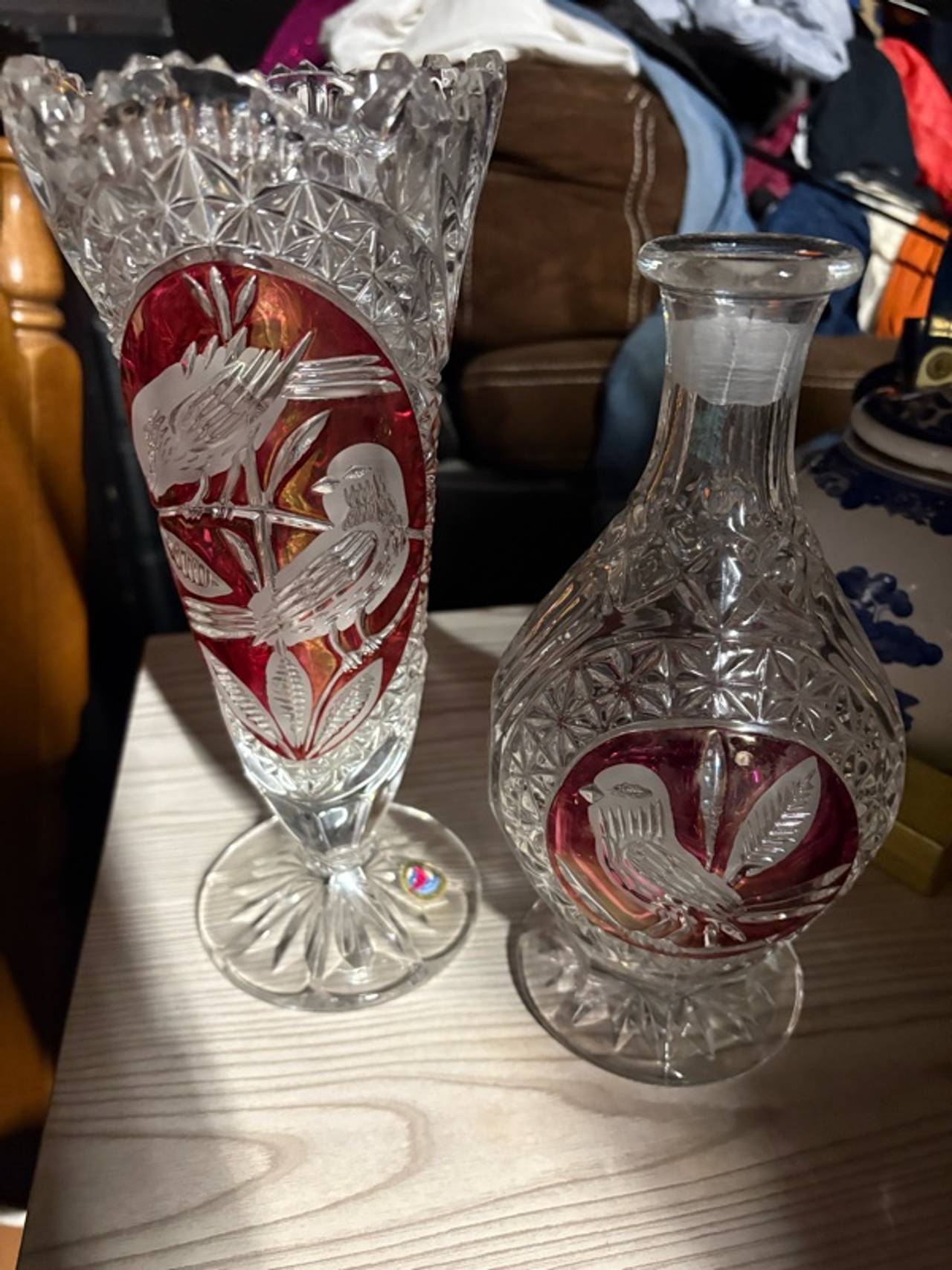 Hofbauer Byrdes Collection Ruby Crystal Decanter with Stopper