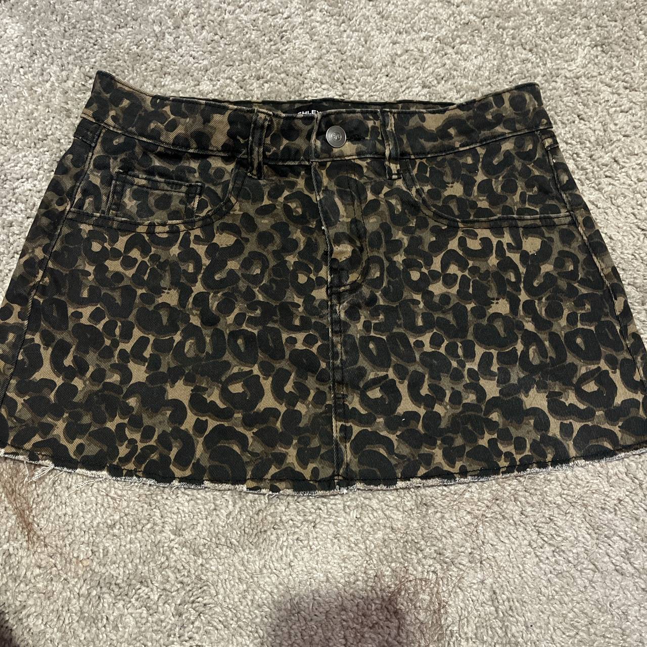 Leopard Print Denim Mini Skirt