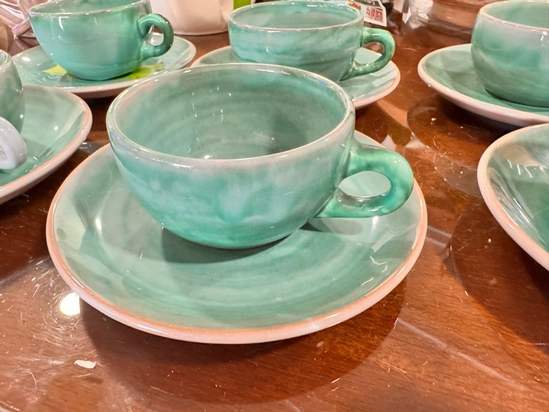 Six Vintage 1940's-1963 Levin Stangl Terra Rose Pottery Tea Coffee Cup & Saucer