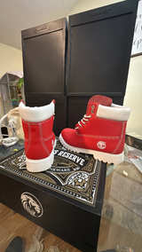 Timberland 6-Inch Premium Waterproof Boot Red with White Sole - Image 3