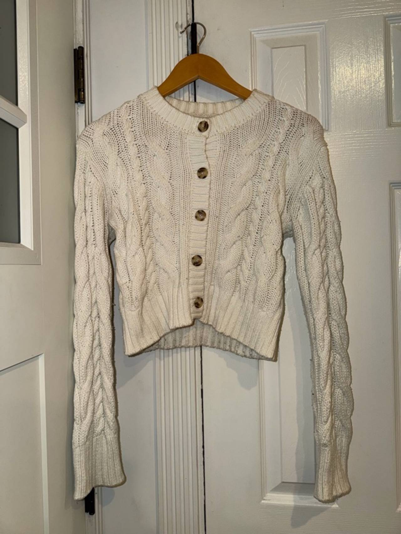 ABERCROMBIE short cable-knit cardigan sweater A&F Y2K Vintage Small