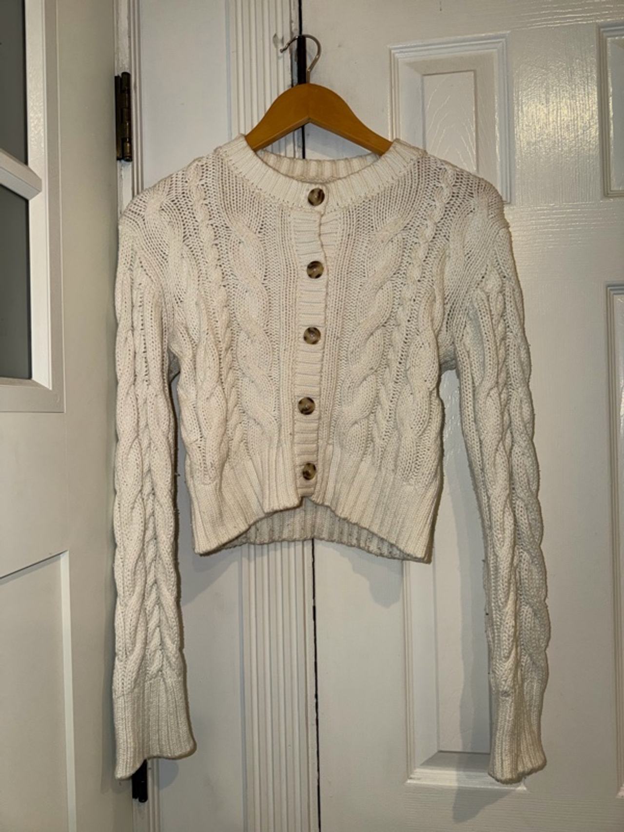 ABERCROMBIE short cable-knit cardigan sweater A&F Y2K Vintage Small