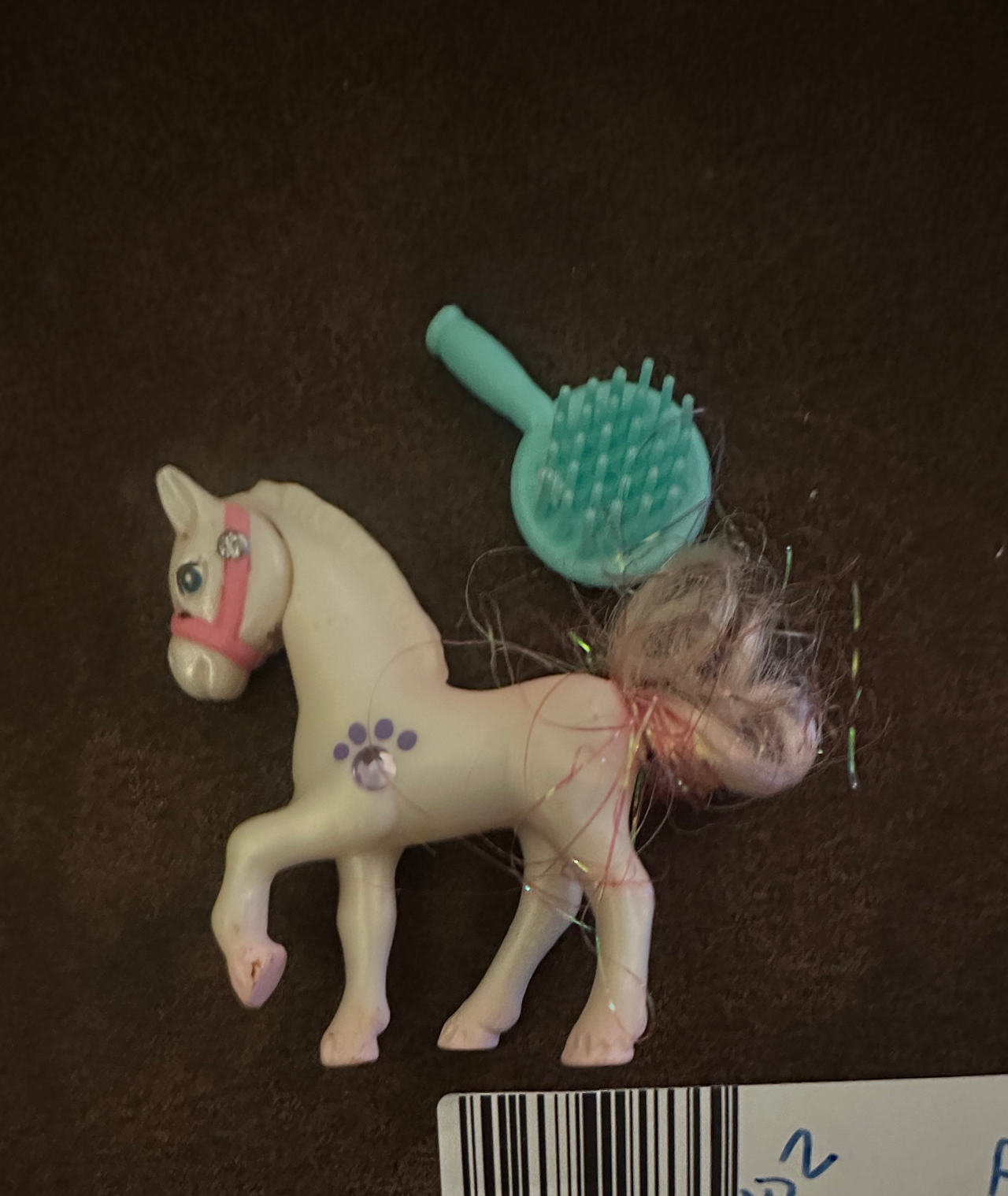 LIttlest Pet Shop WHITE PONY g1 vtg 1990s figure with brush. 102