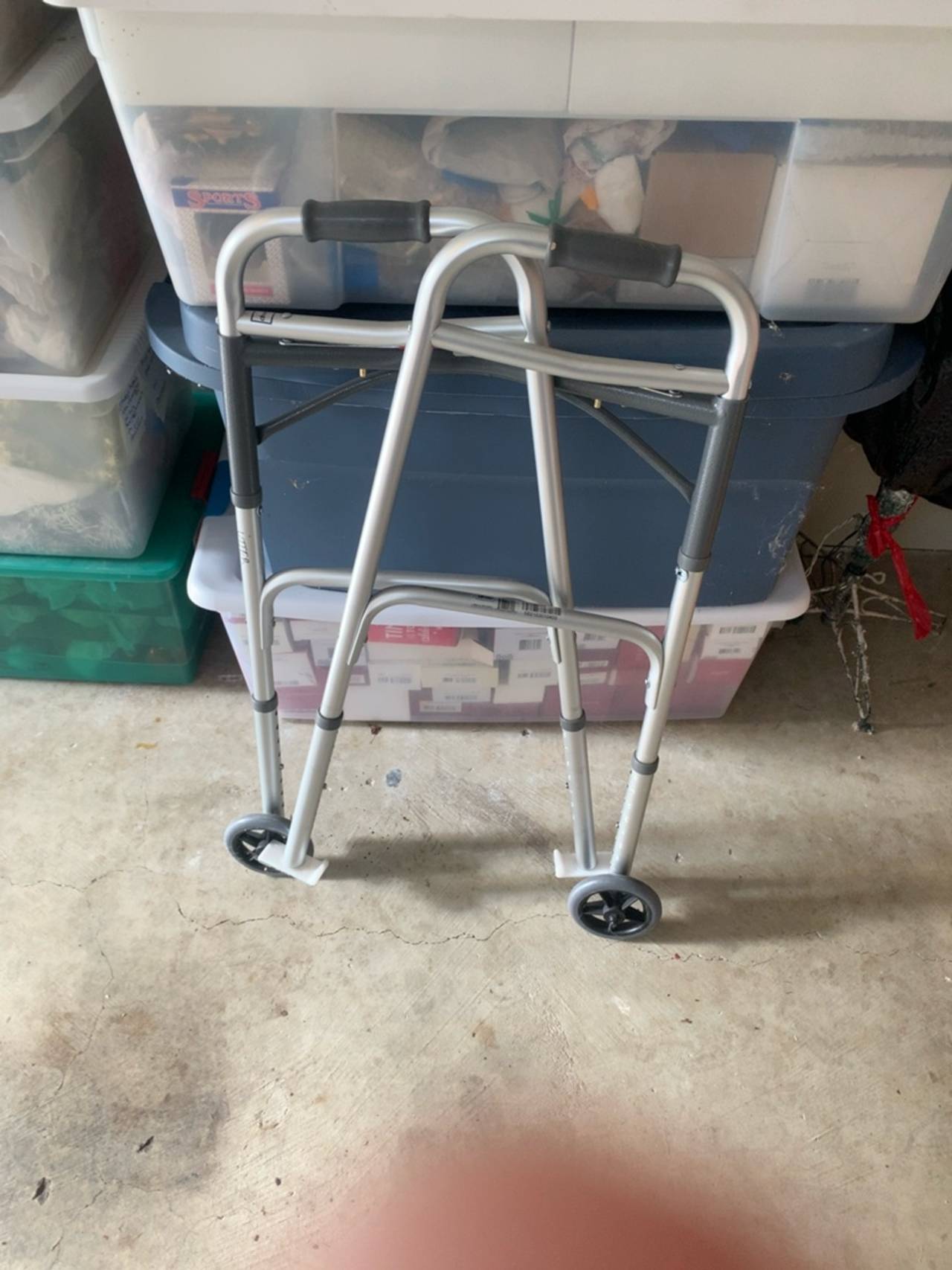 McKesson Height Adjustable Folding Walker with Wheels