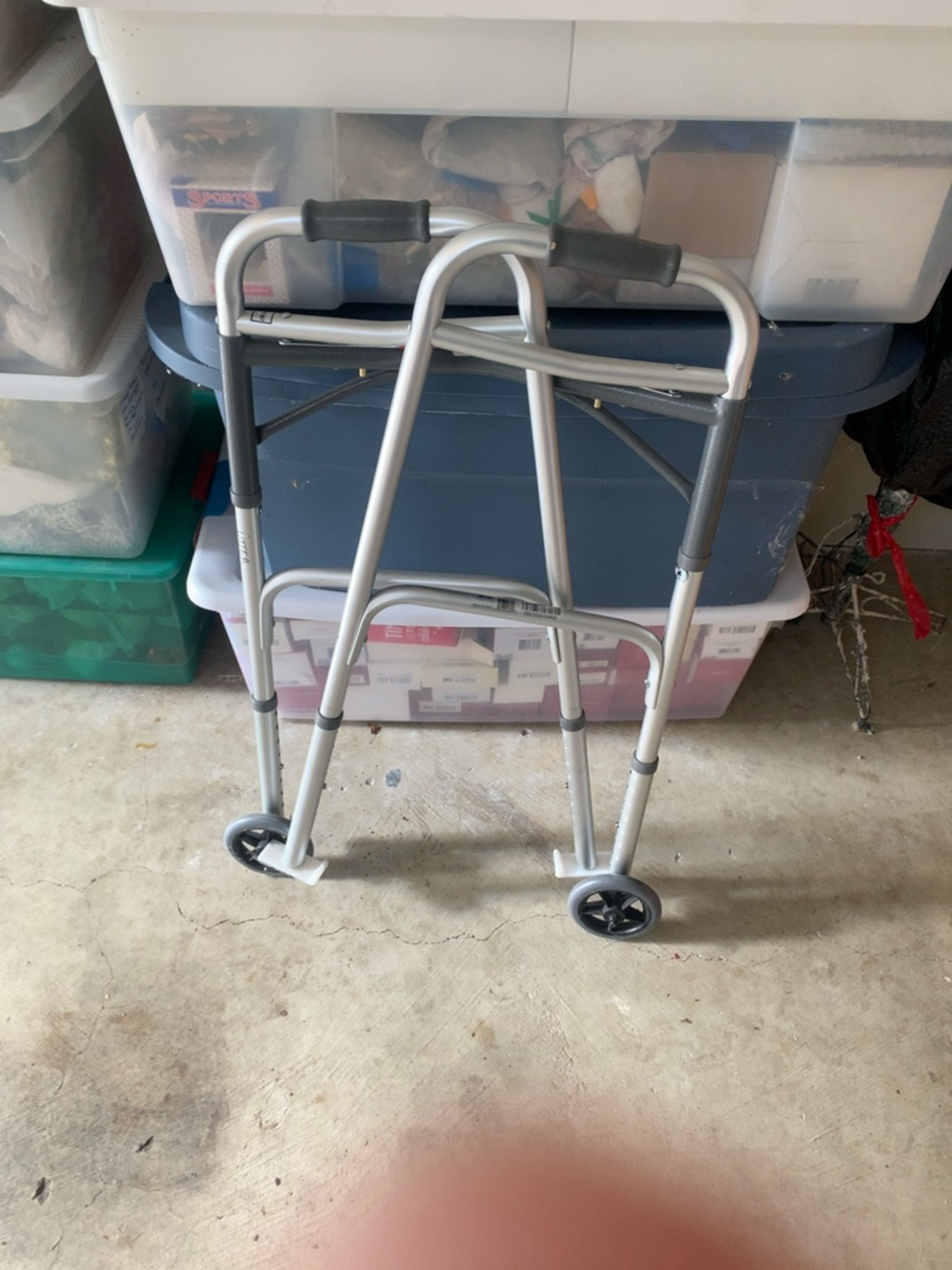 McKesson Height Adjustable Folding Walker with Wheels