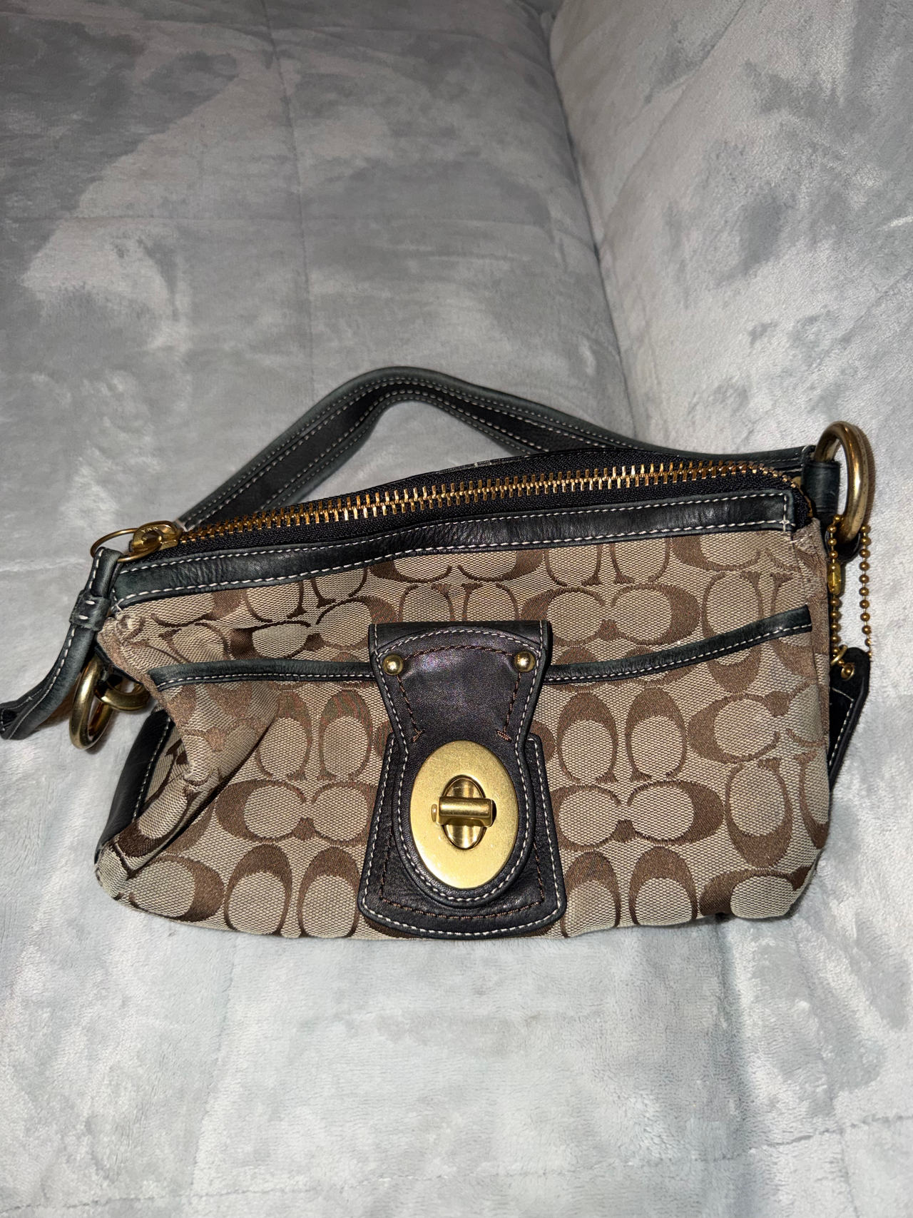Coach Signature Canvas Turnlock Shoulder Bag