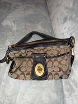 Coach Signature Canvas Turnlock Shoulder Bag - Image 1
