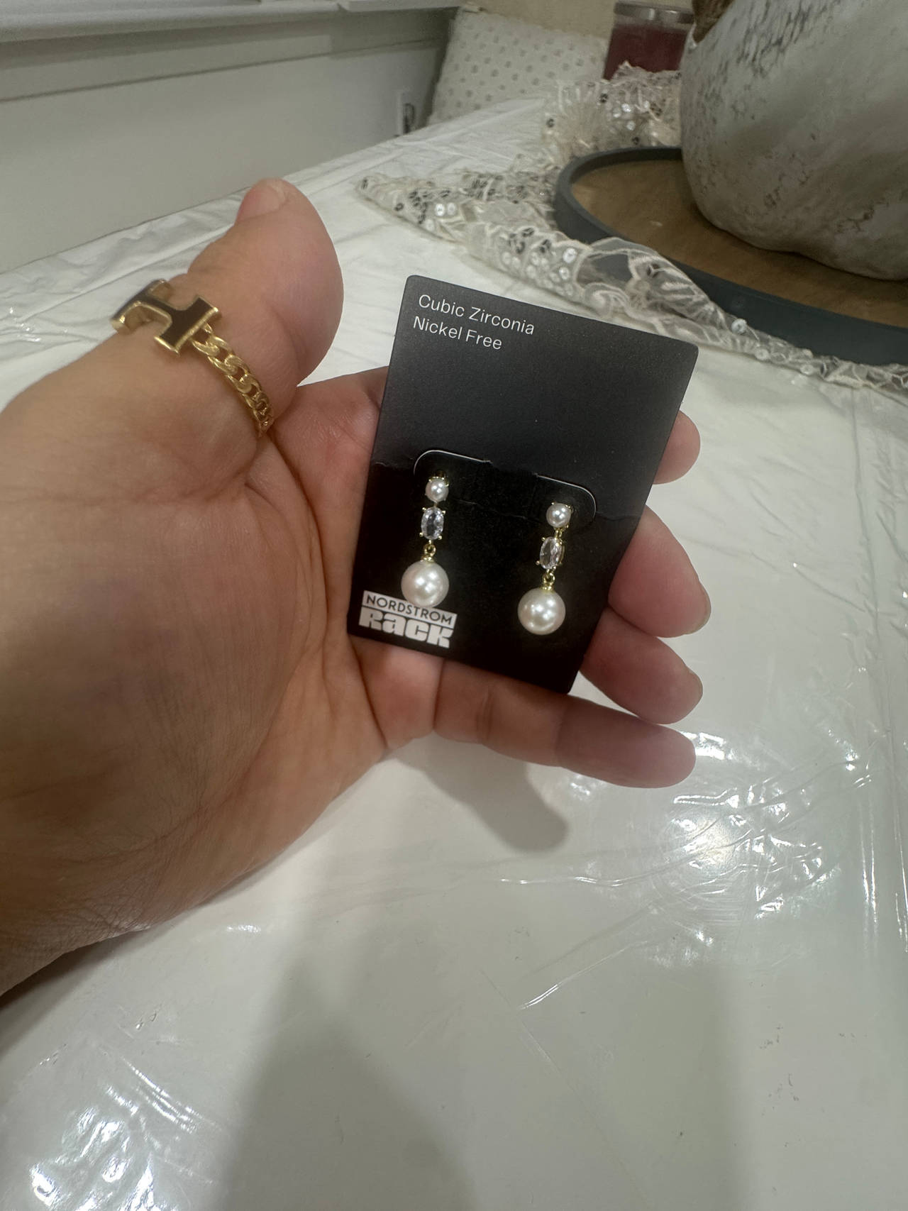 Cubic Zirconia Pearl Drop Earrings