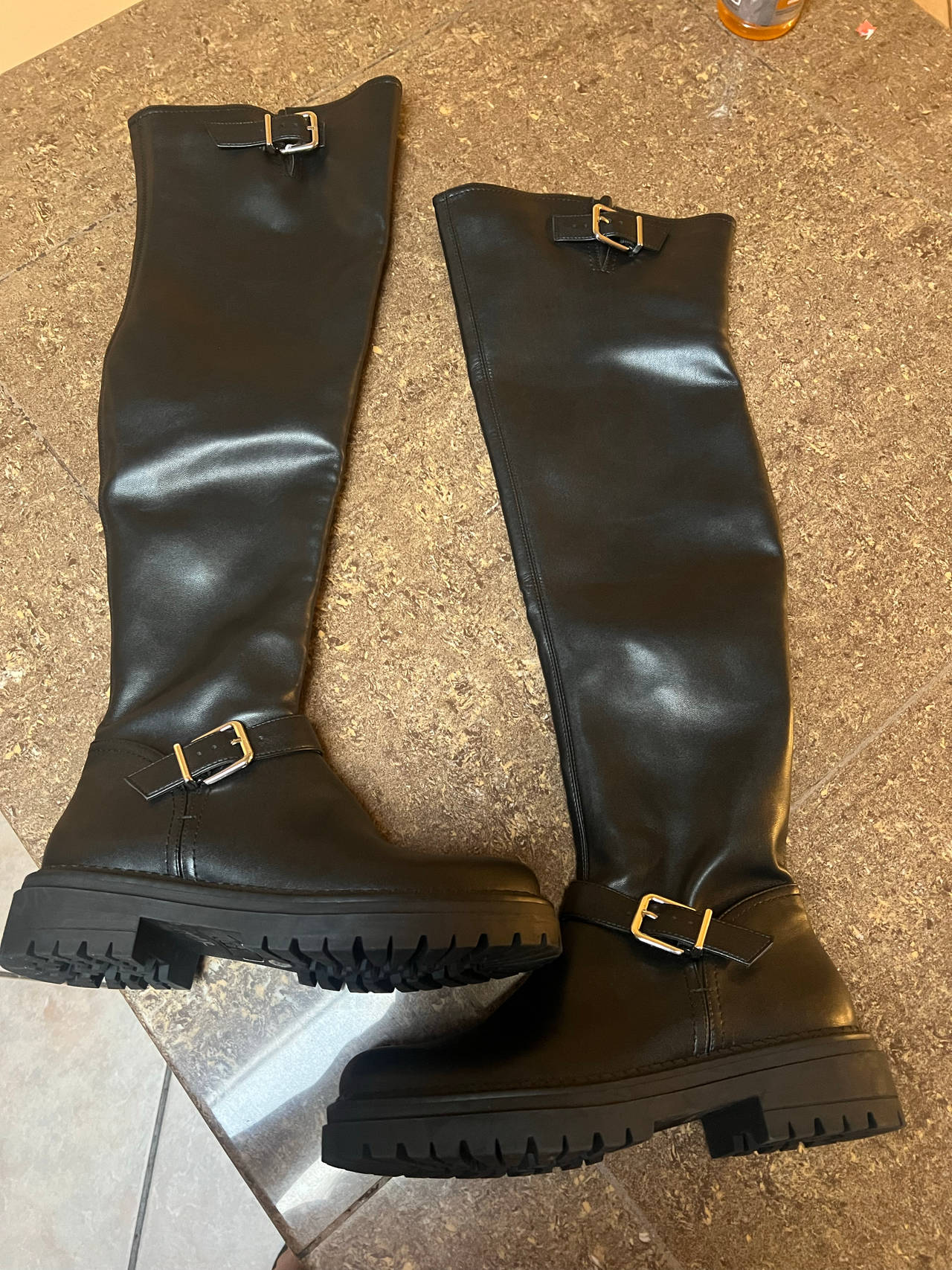 Women's Over-the-Knee Lug Sole Buckle Boots