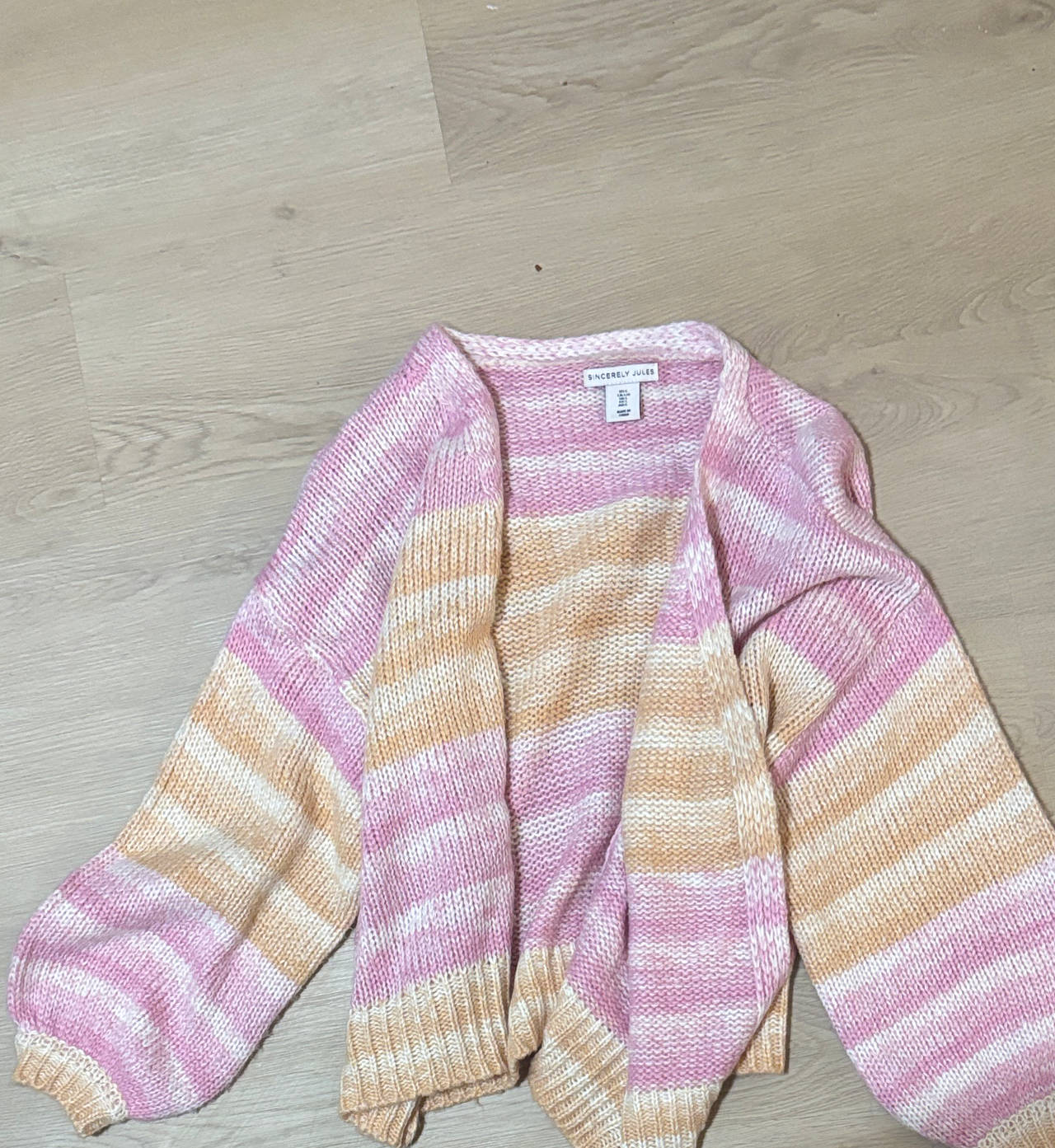 Sincerely Jules Striped Balloon Sleeve Cardigan