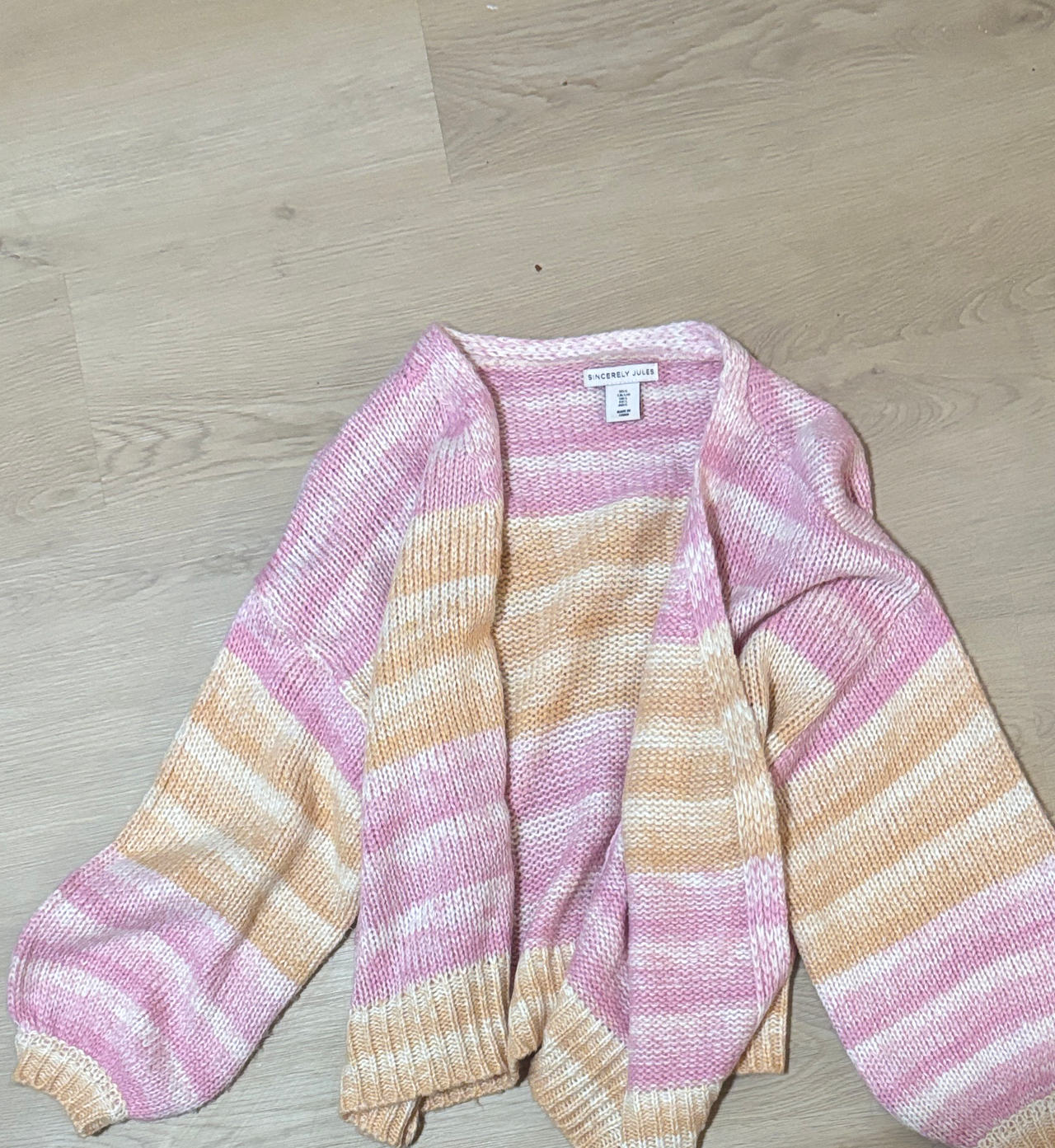 Sincerely Jules Striped Balloon Sleeve Cardigan