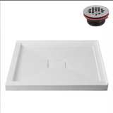 Acrylic Shower Base with Center Drain and Drain Assembly - Image 1
