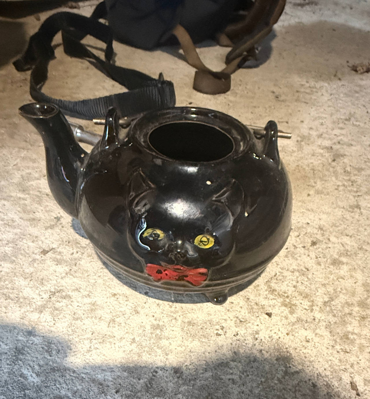 Vintage Black Cat Ceramic Teapot Base