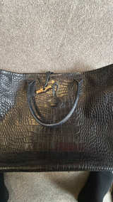 Longchamp Roseau Tote Black Croc-Embossed Leather - Image 3