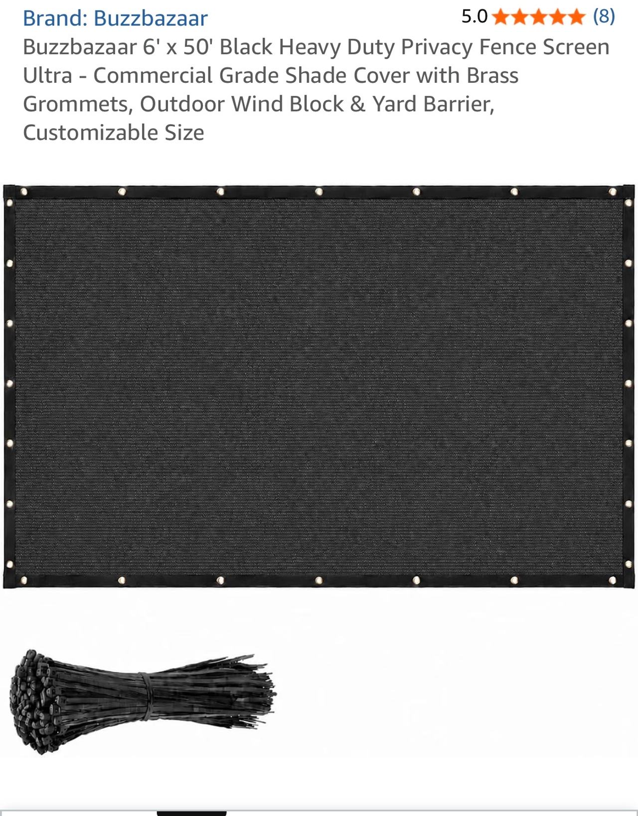 Buzzbazaar 6' x 50' Black Heavy Duty Privacy Fence Screen Ultra