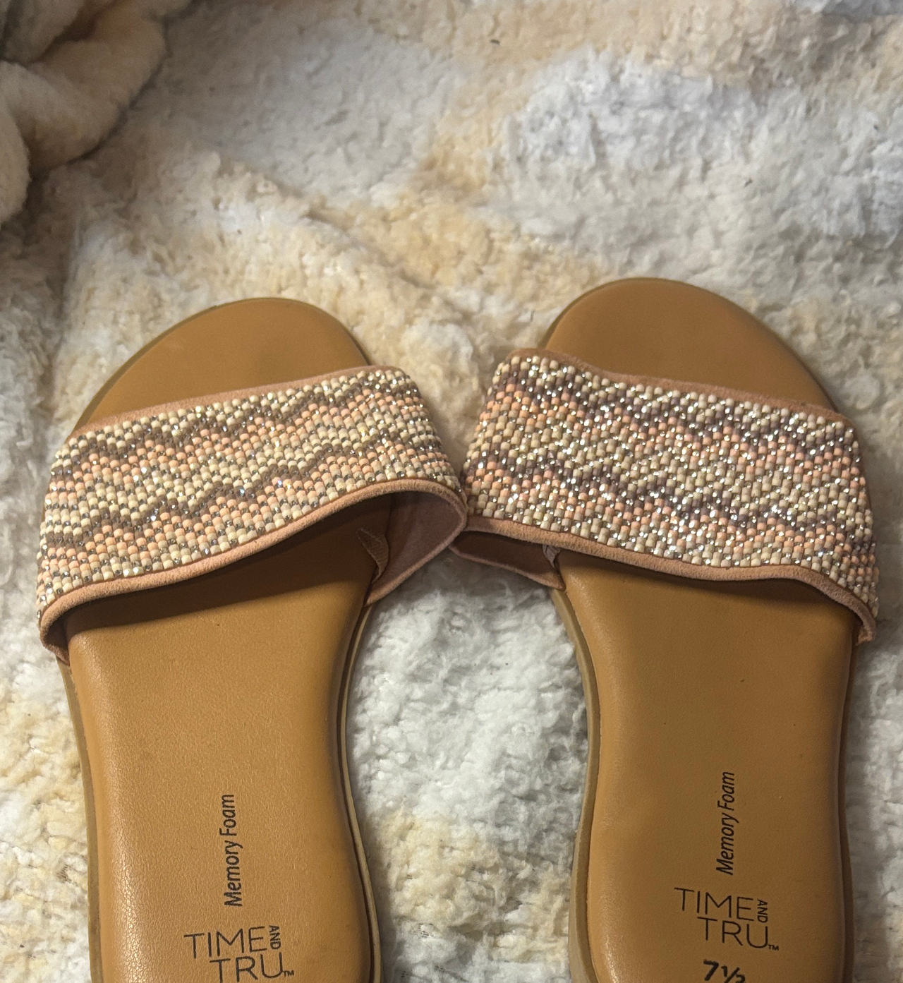 Time and Tru Women's Beaded Slide Sandals