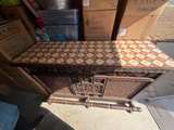 Vintage Spanish Style Carved Wood Home Bar with Tile Top - Image 2