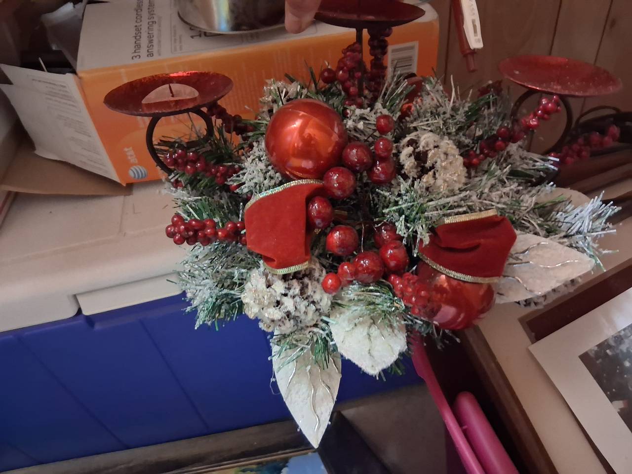 Christmas Pillar Candle Holder Centerpiece
