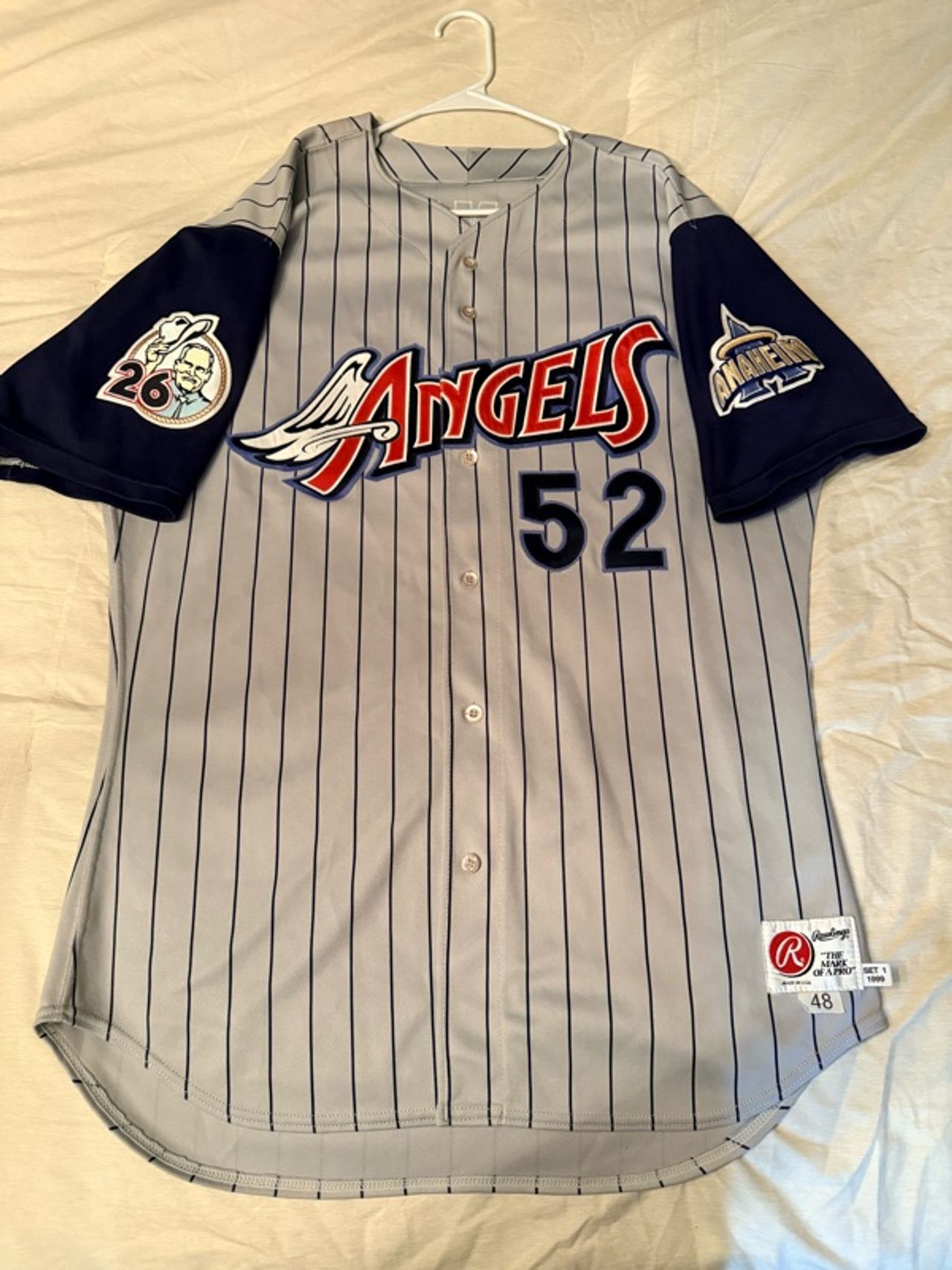 Rawlings Anaheim Angels Grey Pinstripe Vintage Baseball Jersey