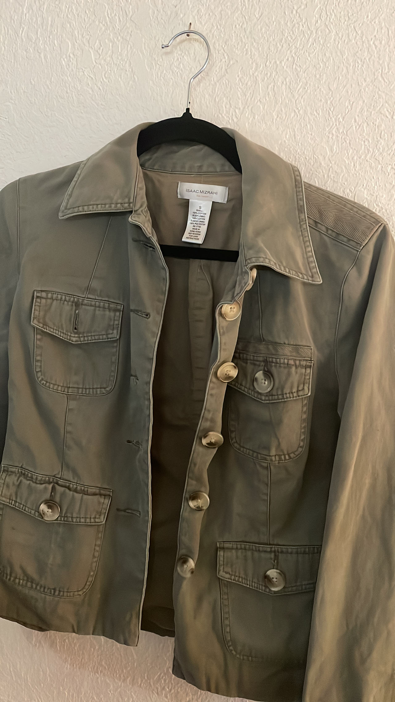 Isaac Mizrahi Olive Green Utility Safari Jacket Small