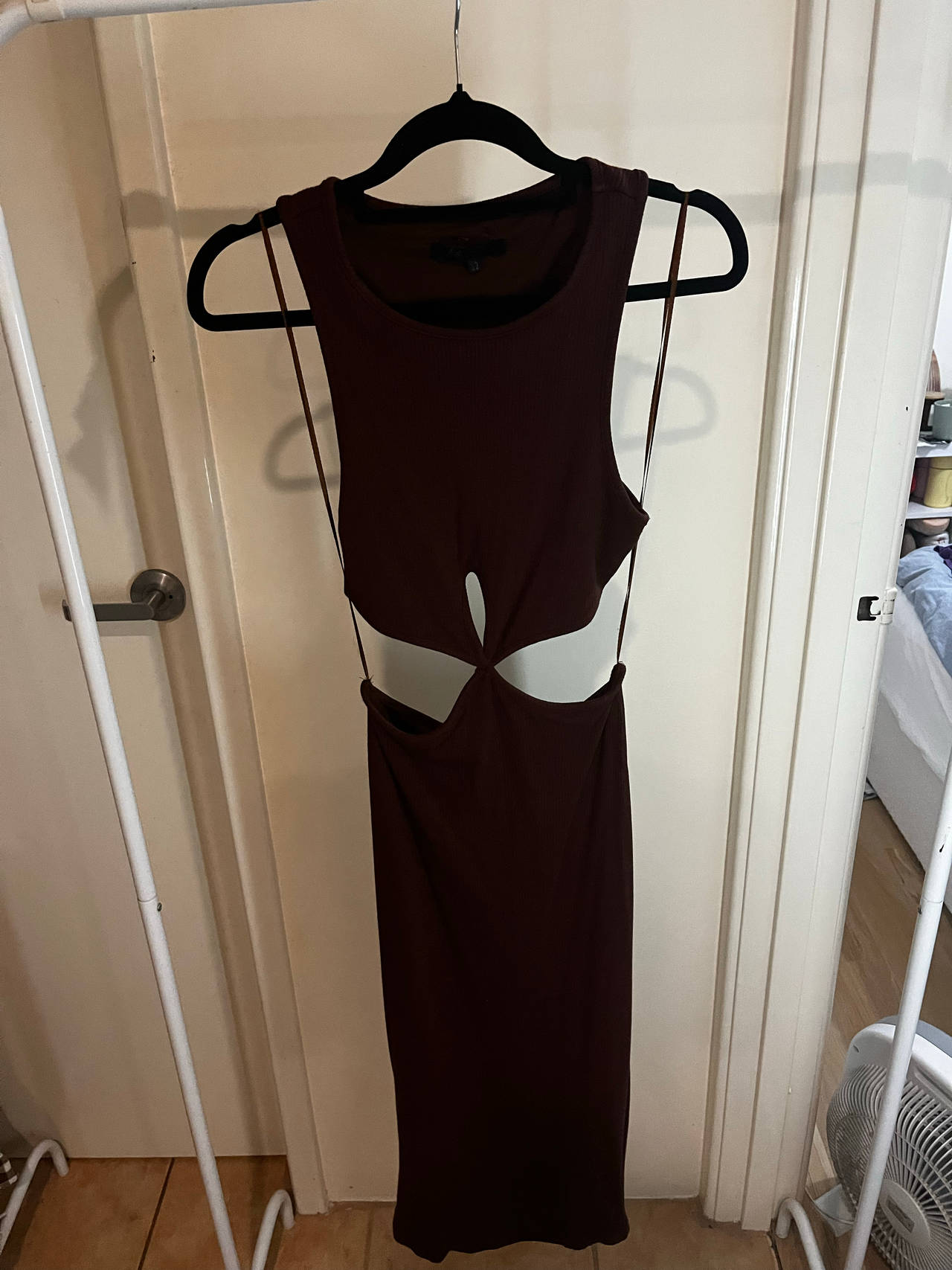 Ribbed Cut Out Midi Dress