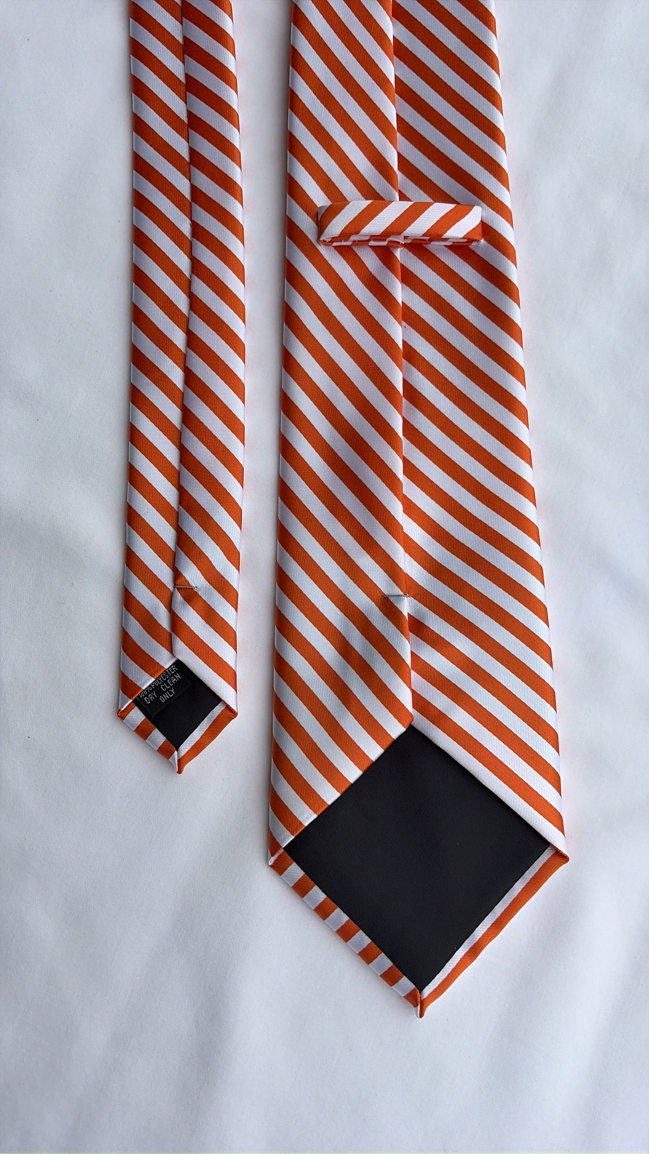 Orange and White Striped Necktie