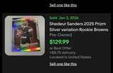 2025 Prizm Shedeur Sanders #405 Silver Variation True Rookie - Image 1