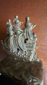 Spanish ship Bronze Cast Iron Galleon Ship Bookends - Image 4