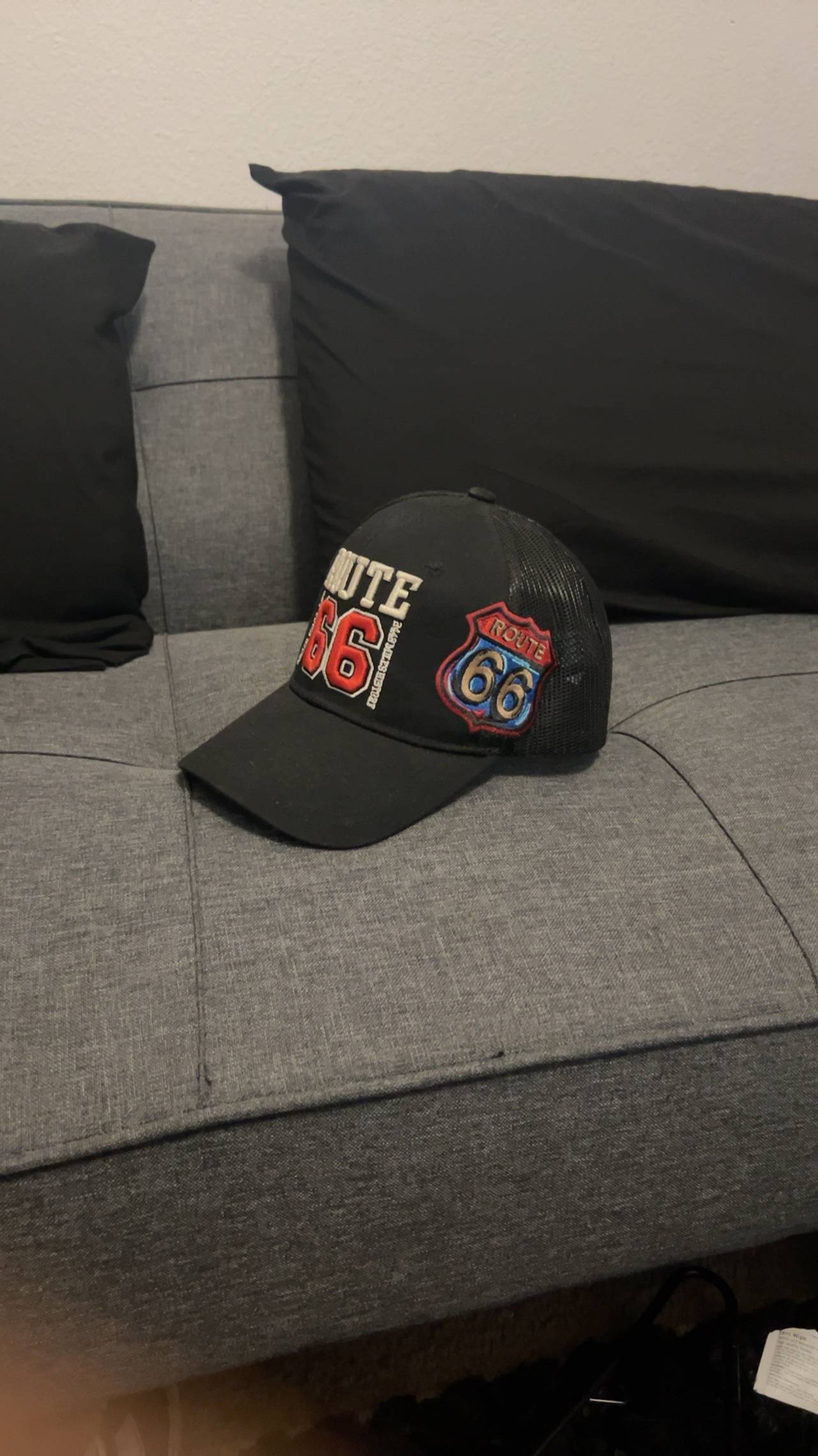 Route 66 Vintage California Embroidered Trucker Cap – Black 