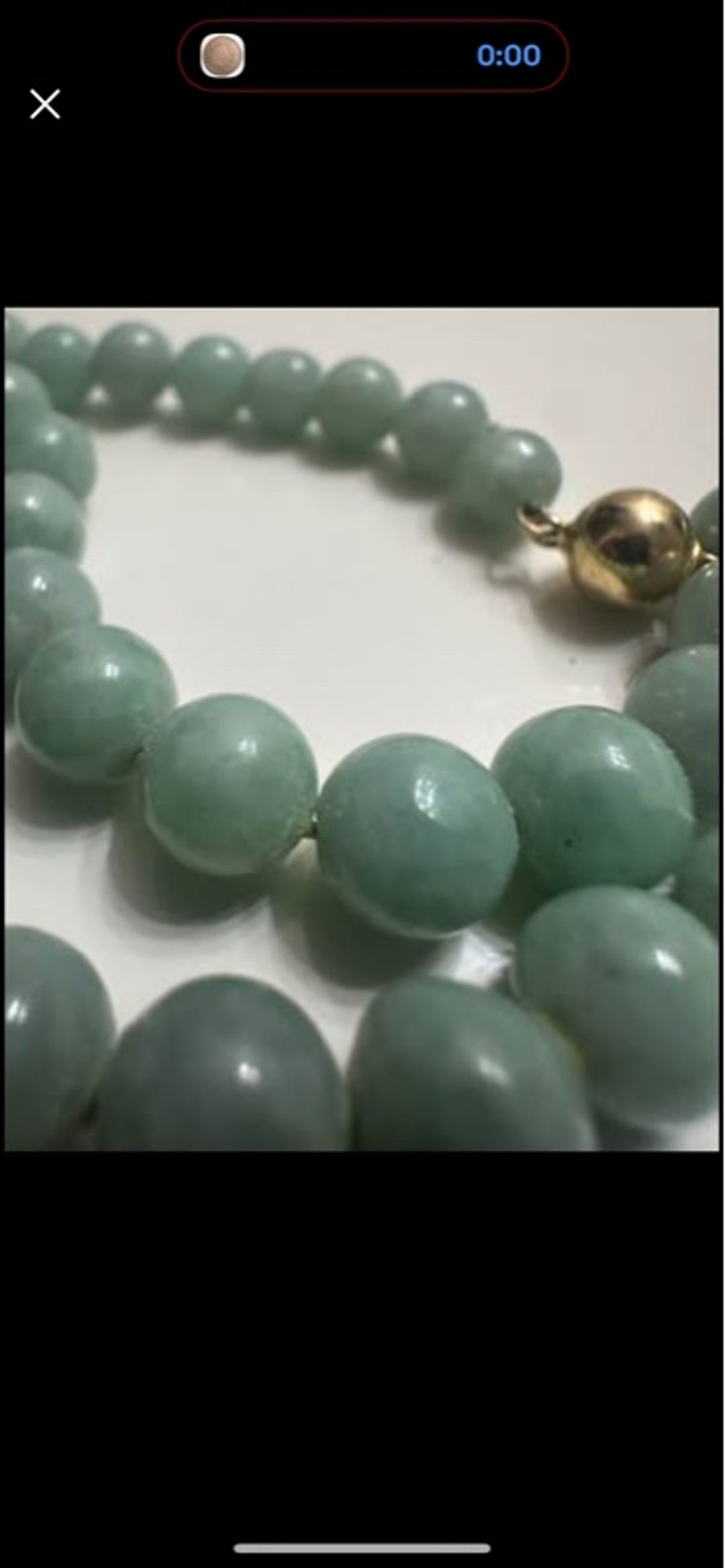 Vintage Chinese Jade Bead Necklace with 14K Gold Clasp