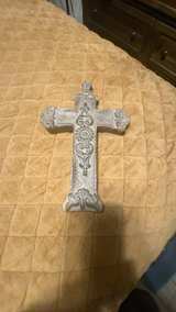 ARDOUR Distressed White Wall Cross 7x9 inches - Image 1