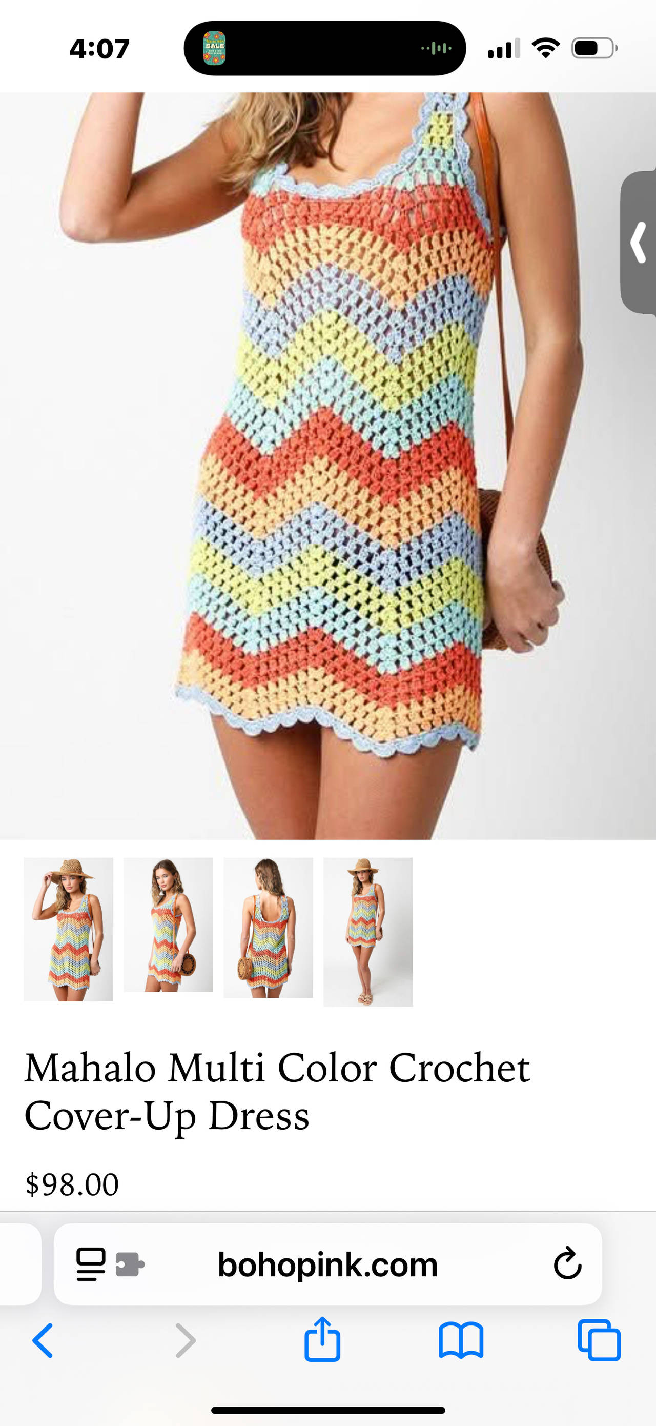 Mahalo Multi Color Crochet Cover-Up Dress