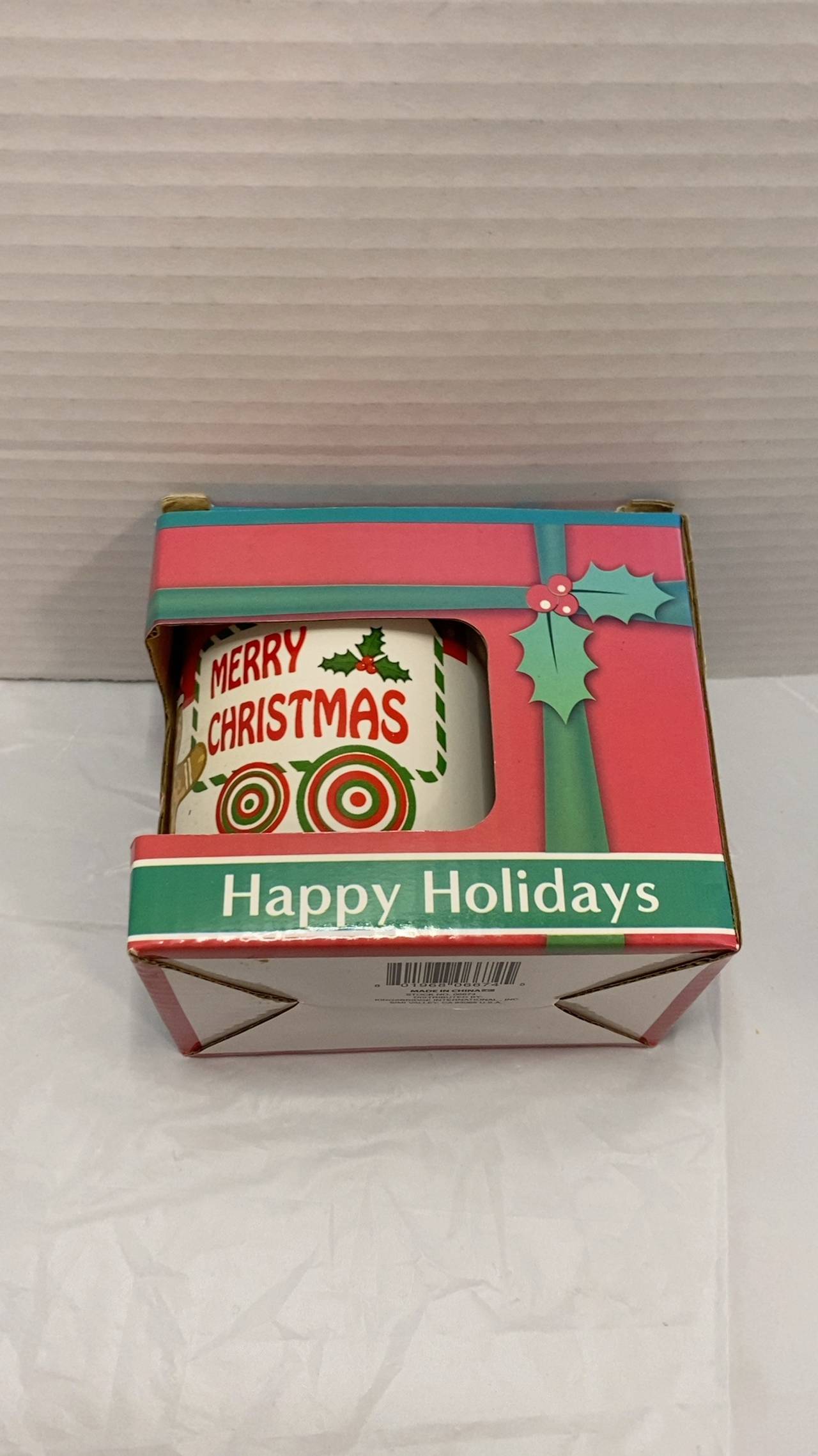 Enesco Vintage Christmas Mug with Red & Green Candy Cane Handle
