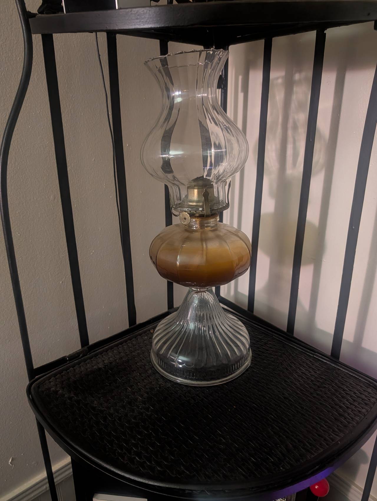 Vintage Glass Hurricane Oil Lamp