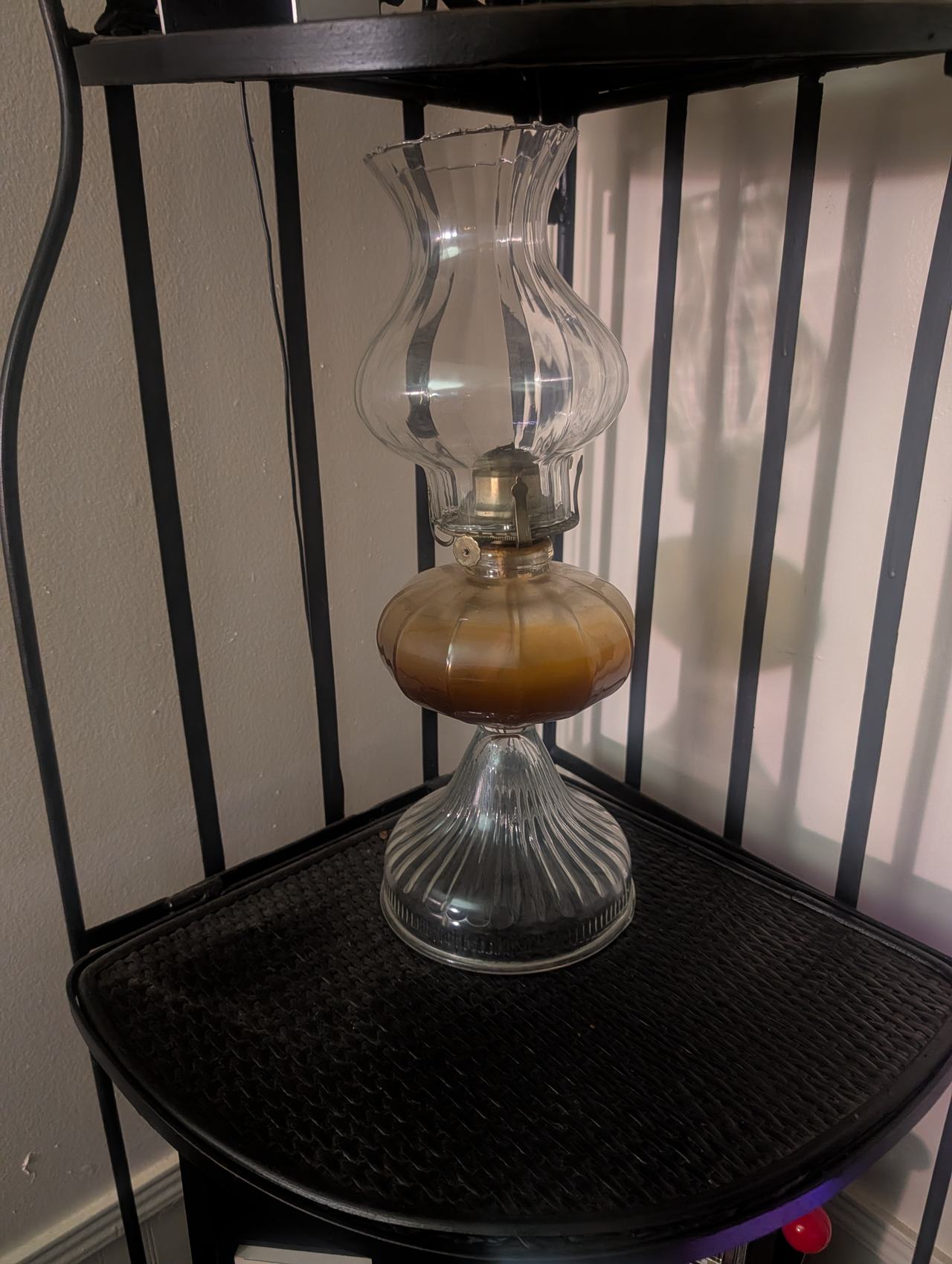 Vintage Glass Hurricane Oil Lamp