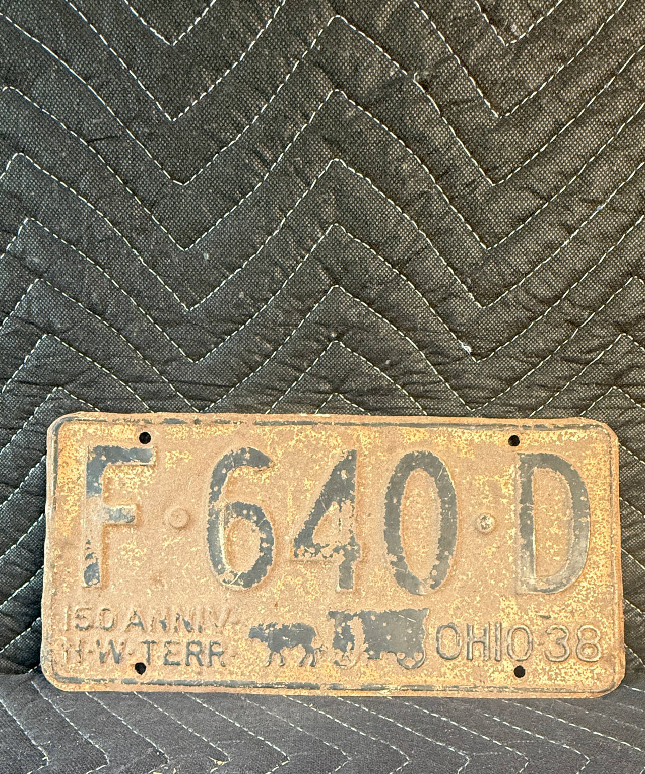 1938 Ohio Northwest Territory Anniversary License Plate