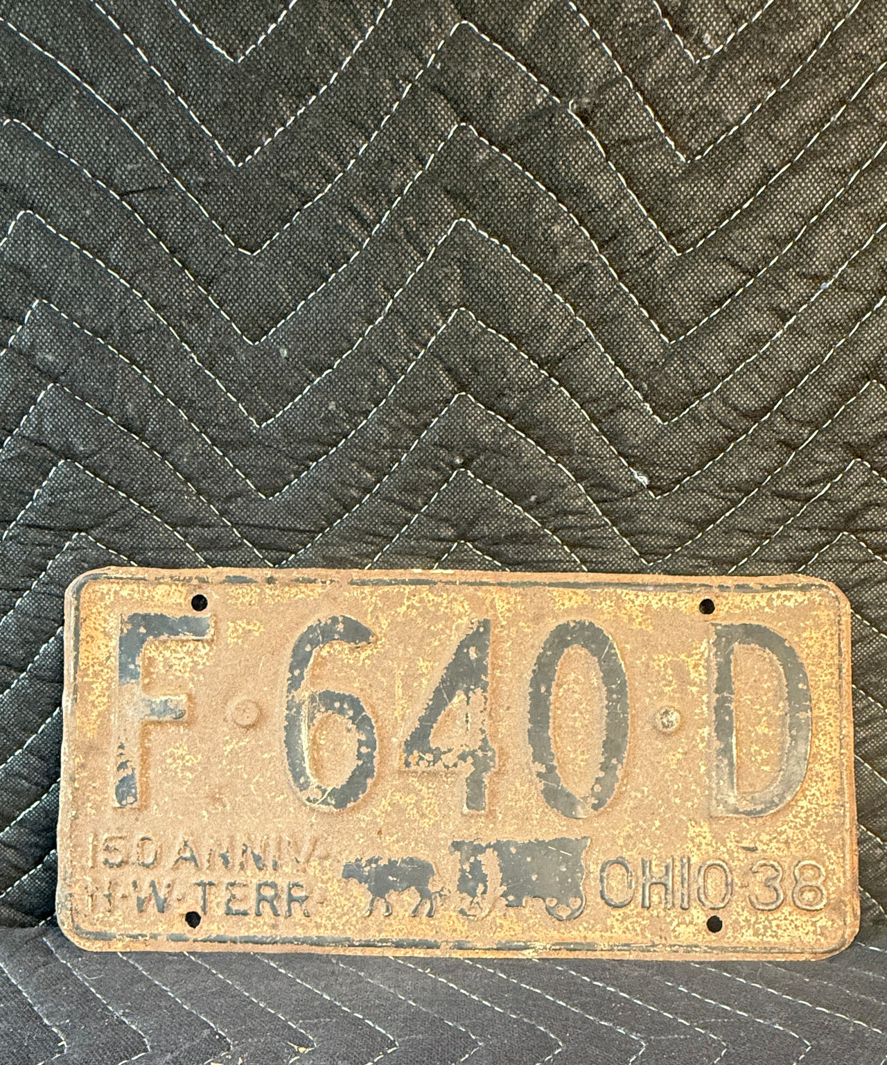 1938 Ohio Northwest Territory Anniversary License Plate