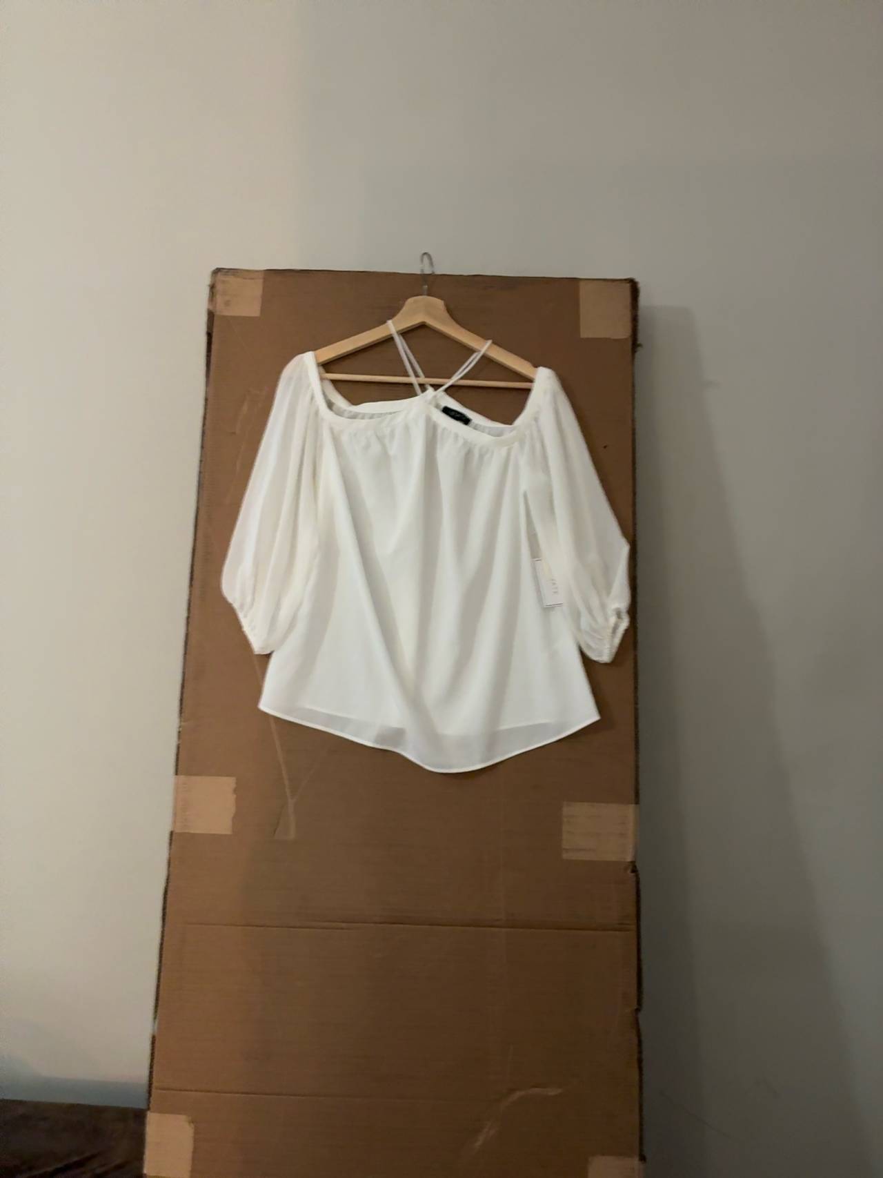 1.State Off-The-Shoulder White Blouse