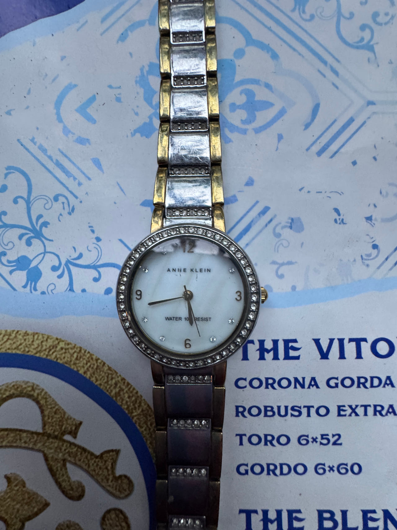 Anne Klein Women's Two-Tone Crystal Accented Bracelet Watch