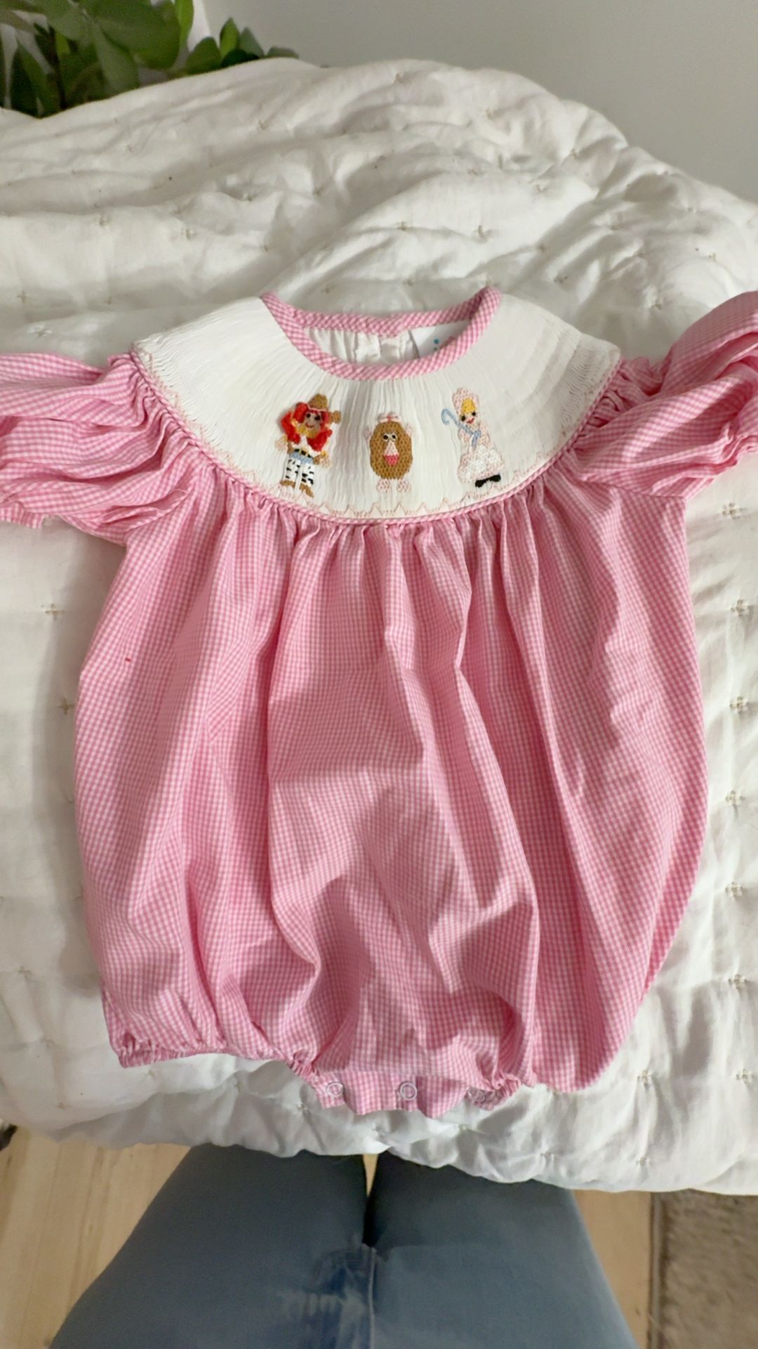 Stitchy Fish Toy Story Smocked Bubble Romper: 12 mos