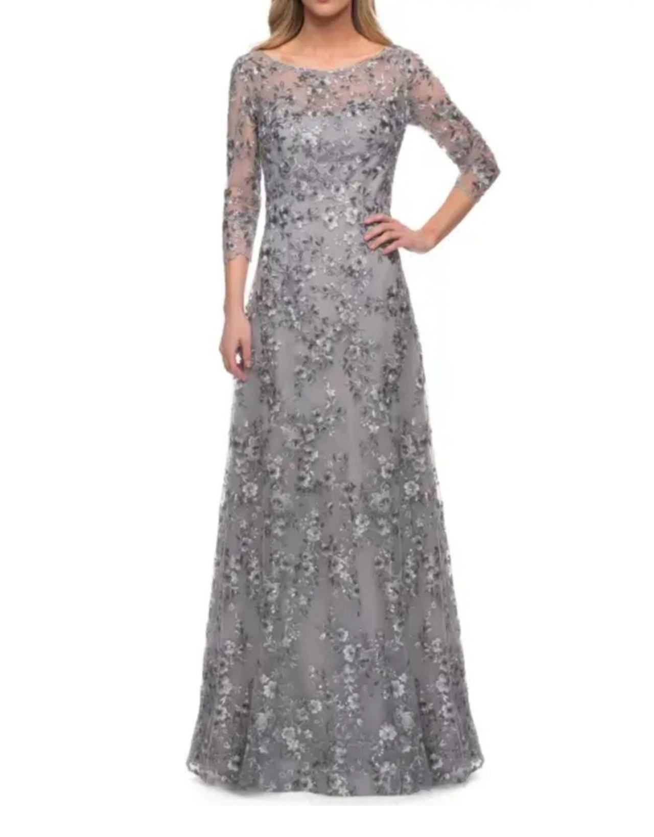 Embroidered Evening Gown
