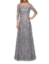 Embroidered Evening Gown - Image 1