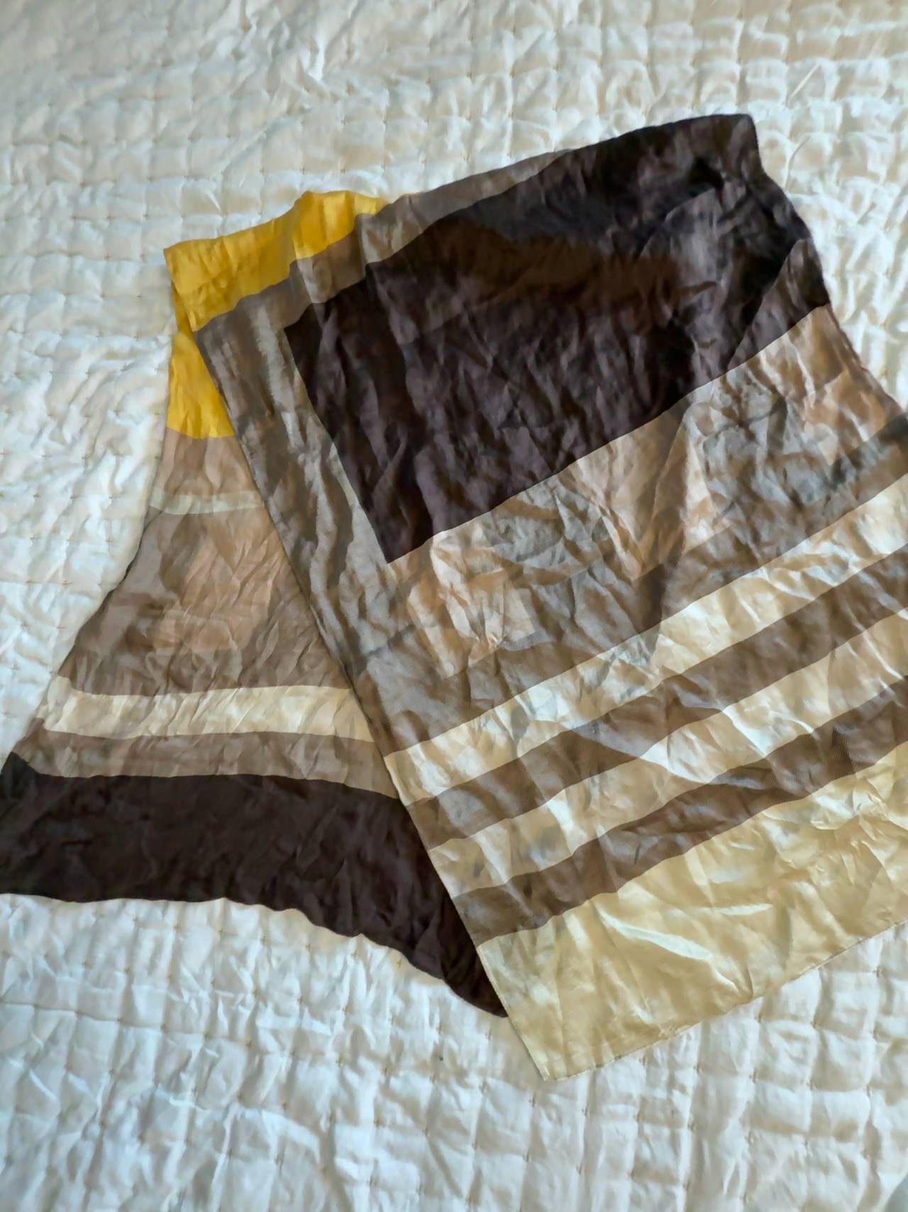 Brown and Yellow Silk Scarf