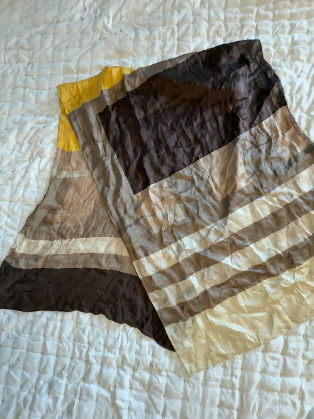 Brown and Yellow Silk Scarf