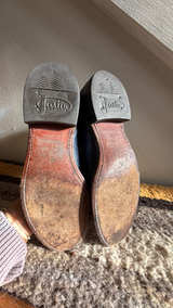 Justin Boots Roper Blue Leather Cowboy Boots: 7B - Image 4