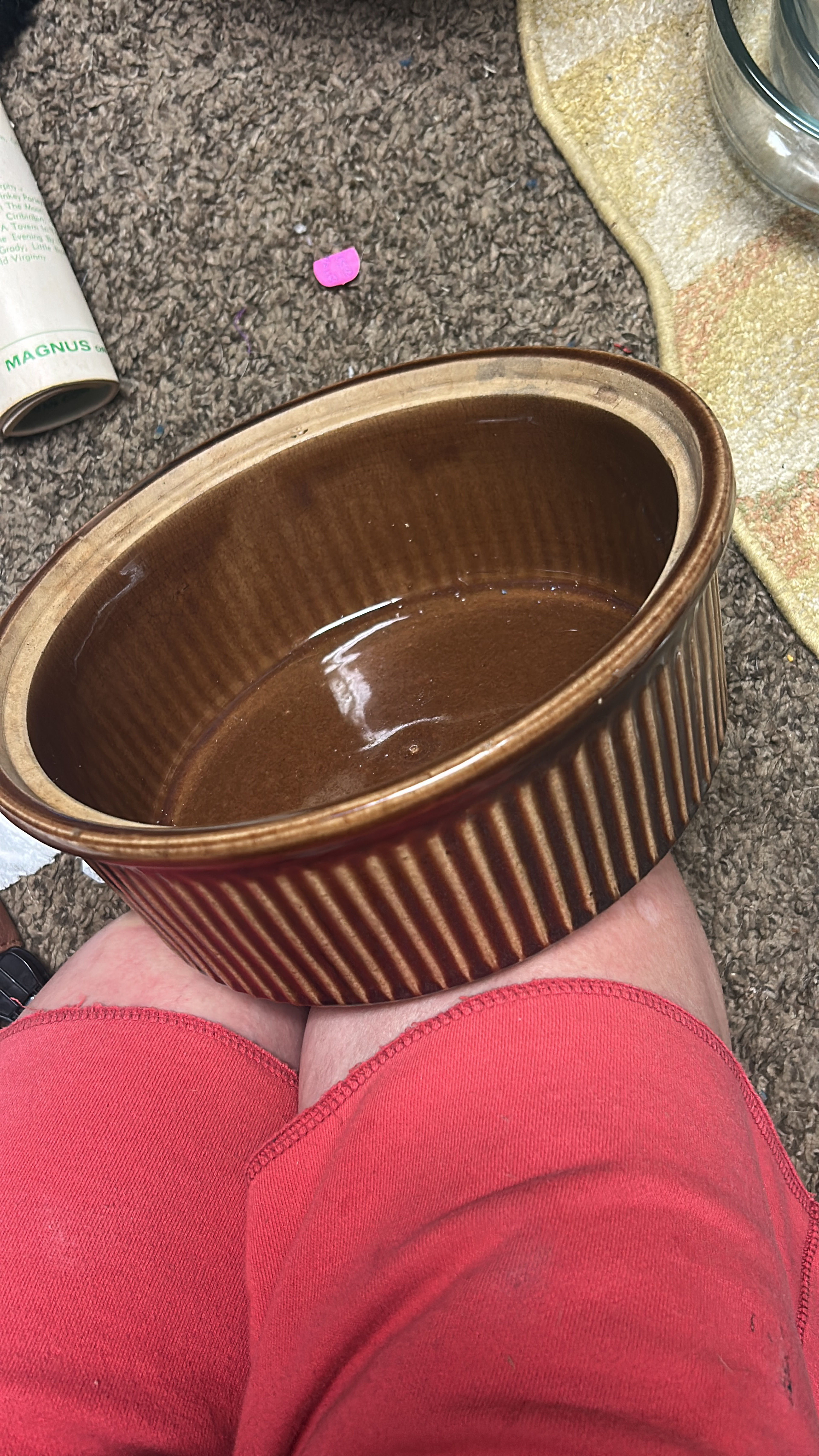 Vintage Brown Glazed Stoneware Baking Dish