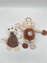Baby Plush Stroller Clip Toy Lot Bear Puppy Teether Rattle Sensory Car Seat 2 Pc - Image 1