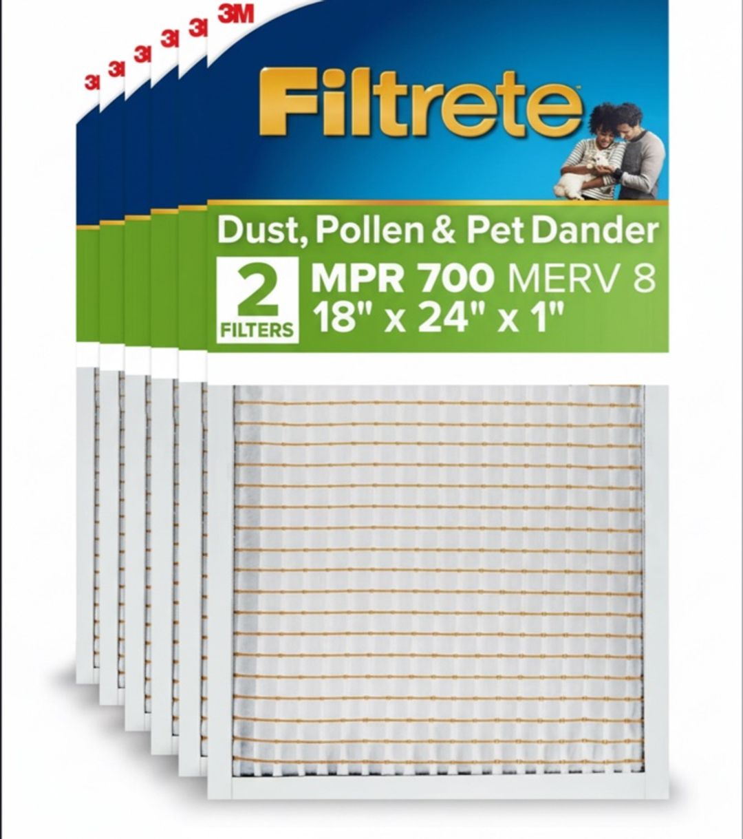 Filtrete 2-Pack 18x24x1 AC Furnace Air Filter, MPR 700, MERV 8, Tough on Pollen