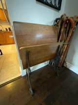 Vintage Cast Iron & Wood Folding School Desk with Chair - Image 1